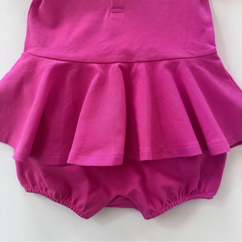 Ralph Lauren 18 Months Baby Girl Pink Layered Romper NWT Spring Summer Preppy